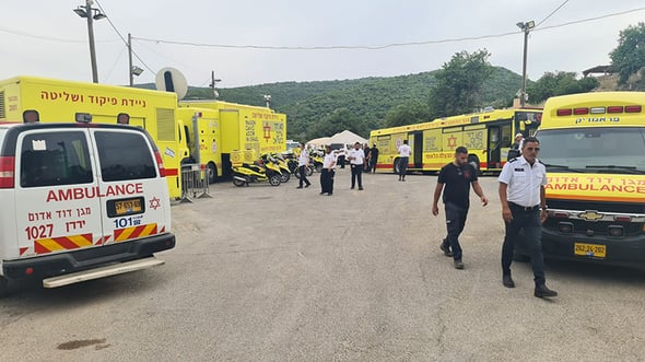 צוותי מדא ערוכים בשטח ההילולה במירון, צילום: דוברות מדא